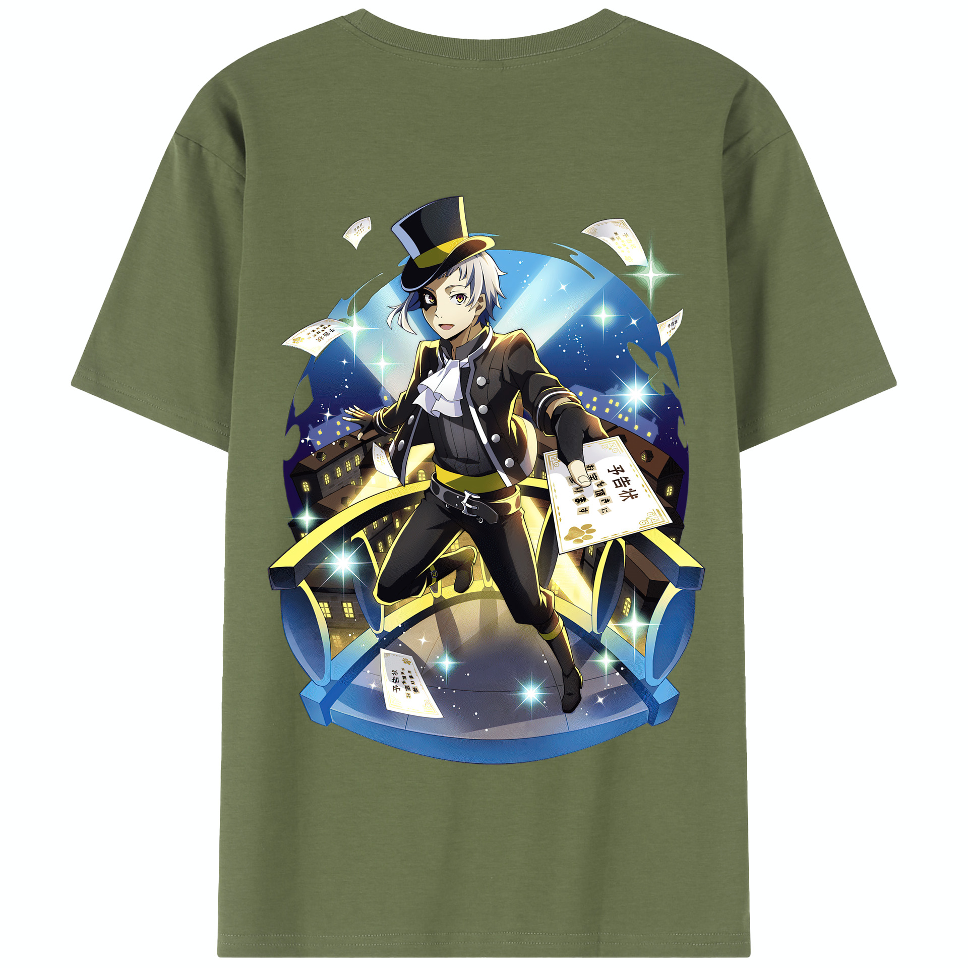 （画像用） 文豪ストレイドッグス Bungo Stray Dogs 綿100％半袖Tシャツ（背面プリント）